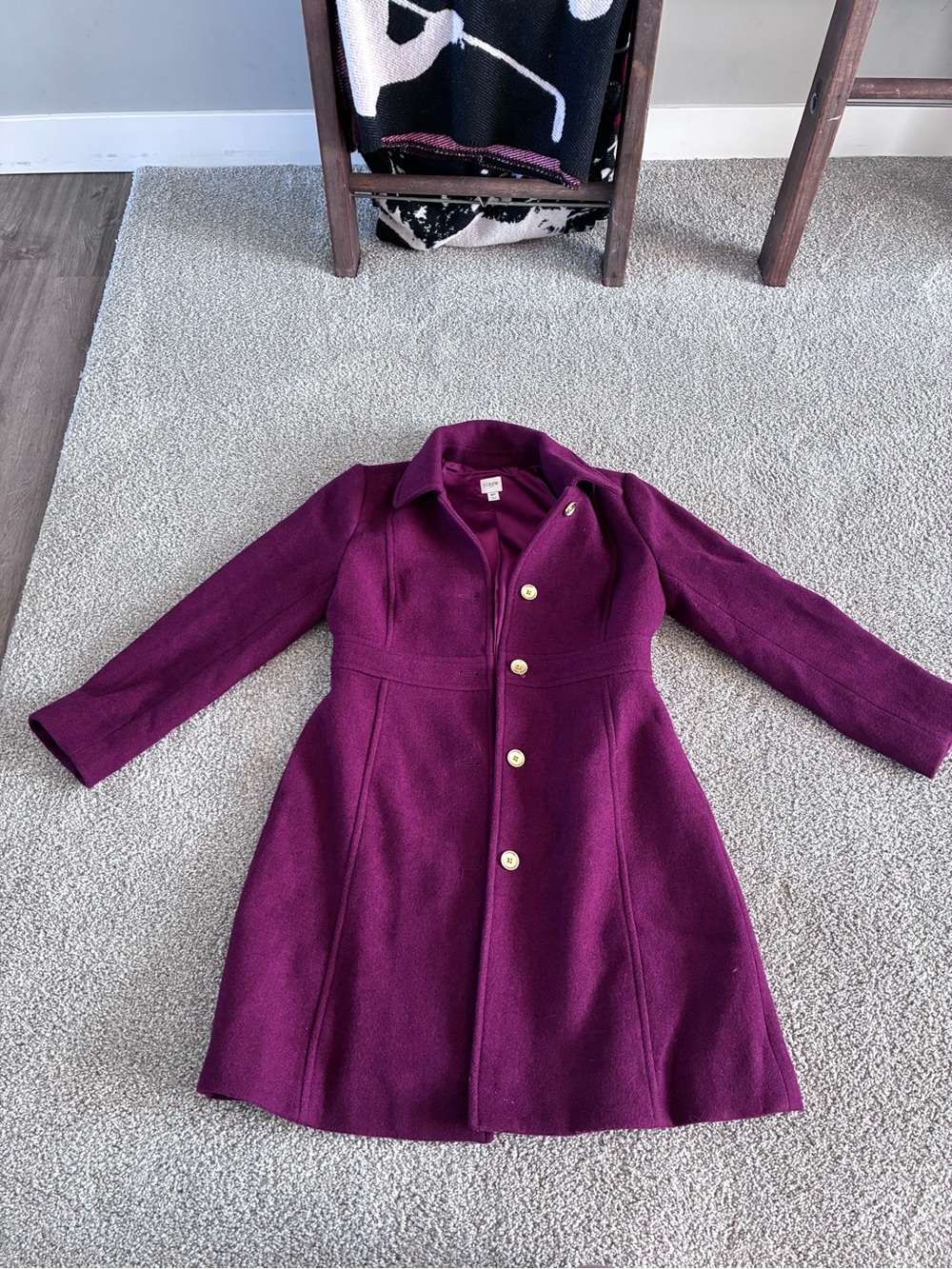 J. Crew Girls' Plum Wool Blend Pea Coat